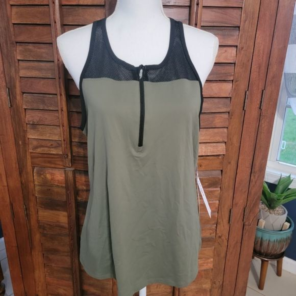 Lija NWT snap‎ tank top moisture wicking fast dry olive green and black size XL